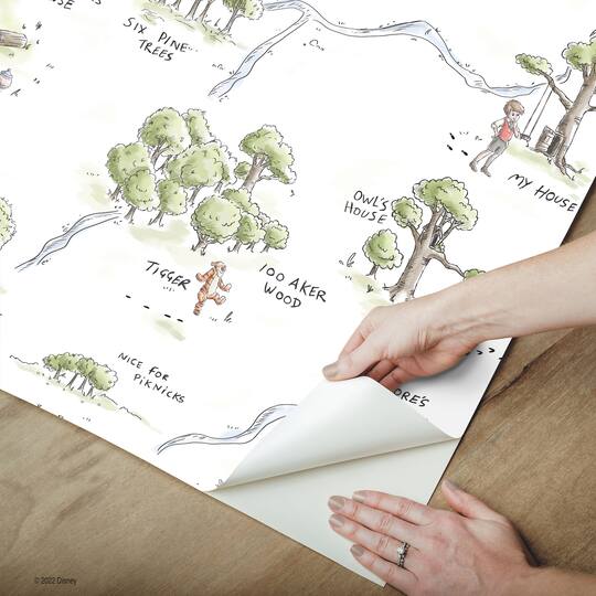 RoomMates Winnie The Pooh 100 Acre Wood Map Peel & Stick Wallpaper